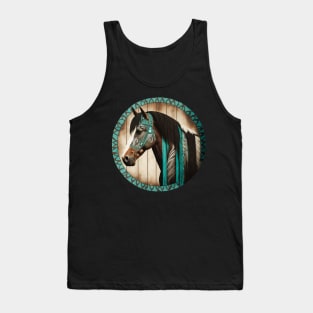 Western Horse Tribal Turquoise Stripe Design for Boys Men Tank Top